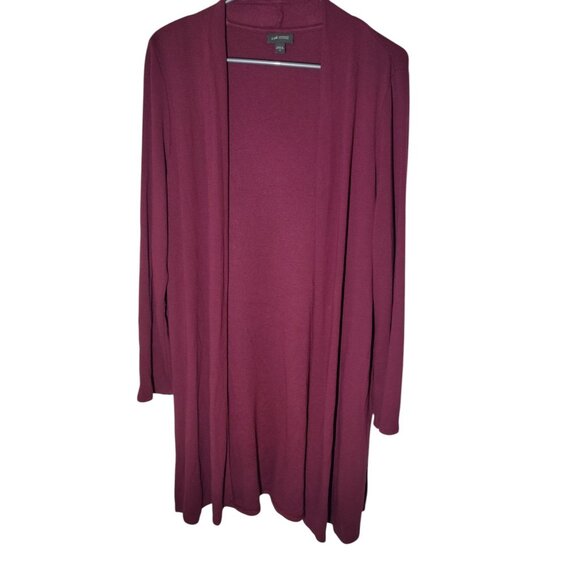J Jill Wearever Long Line Ribbed Purple Open Cardigan W Side Vents M - Picture 1 of 7